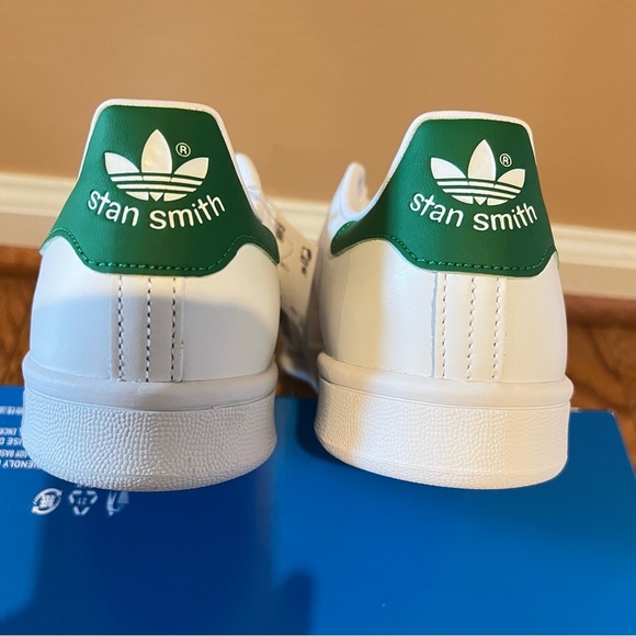 Adidas Originals Stan Smith Mens Sneaker 8‎ White Green Athletic Leather Lace Up - Picture 9 of 17